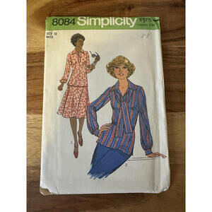 Simplicity 8084 Misses Size 12 Vintage Sewing Pattern Blouse and Skirt UNCUT